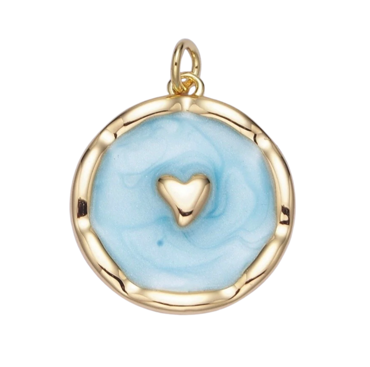 Blue Heart Coin Charm