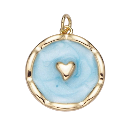 Blue Heart Coin Charm