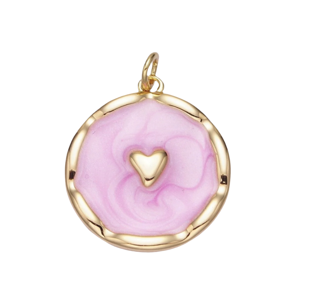 Pink Heart Coin Charm