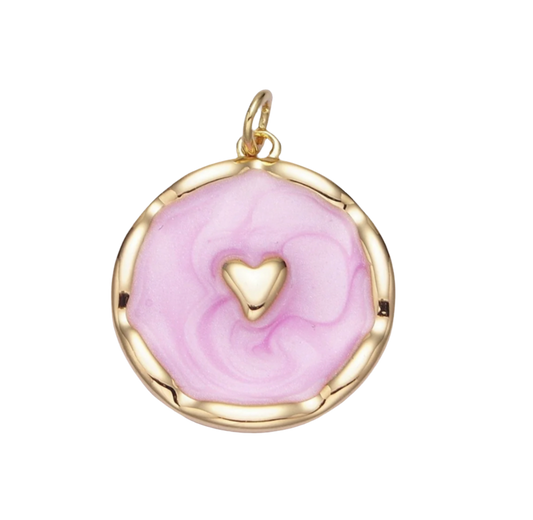 Pink Heart Coin Charm